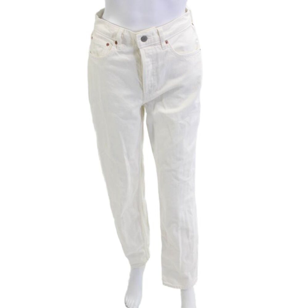 Denim Forum Womens White Mid Rise Organic Cotton Pants Size 25